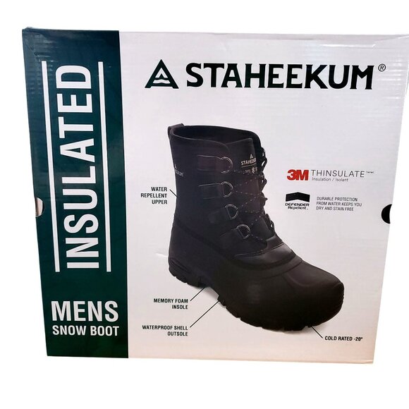 Staheekum Men\'s 8 Winter Snow Boots Waterproof Insulated Outdoor Faux Fur Black main image 4